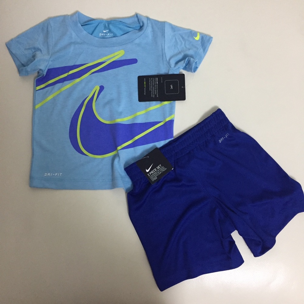 Nike Baby Boy Cute blue neon outfit shorts top - Picture 2 of 8